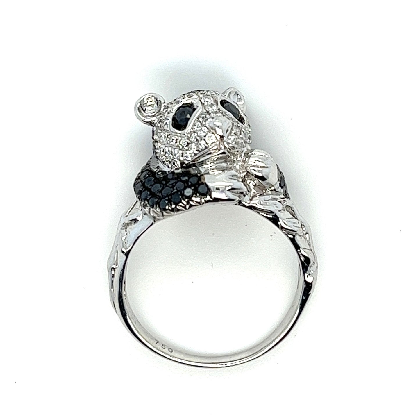 18K White Gold Panda Ring with Diamonds