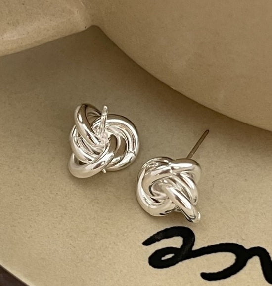 Simple Style Geometric Sterling Silver Ear Studs