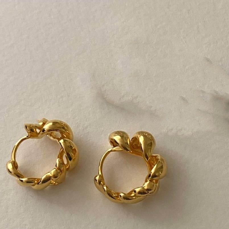 Simple Style Solid Color Sterling Silver Plating 18K Gold Plated Earrings