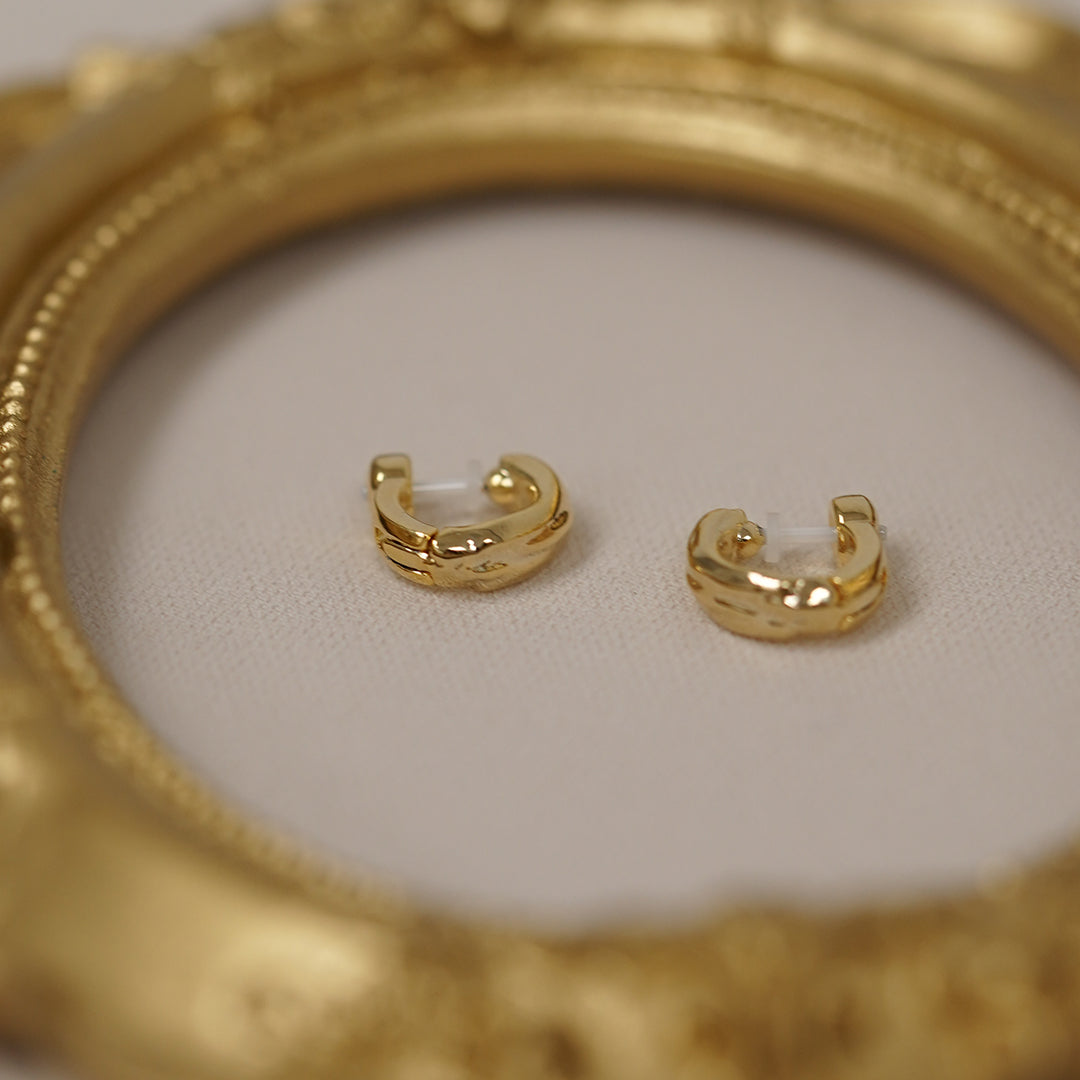 Beau- Yellow Gold Semicircle Earrings