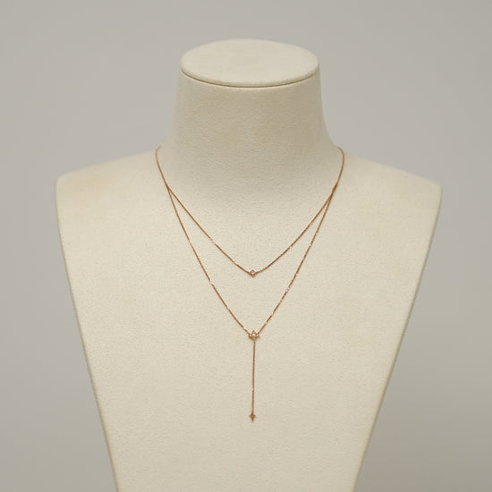 Galaxy - 18K Rose Gold Diamond Stacking Necklace