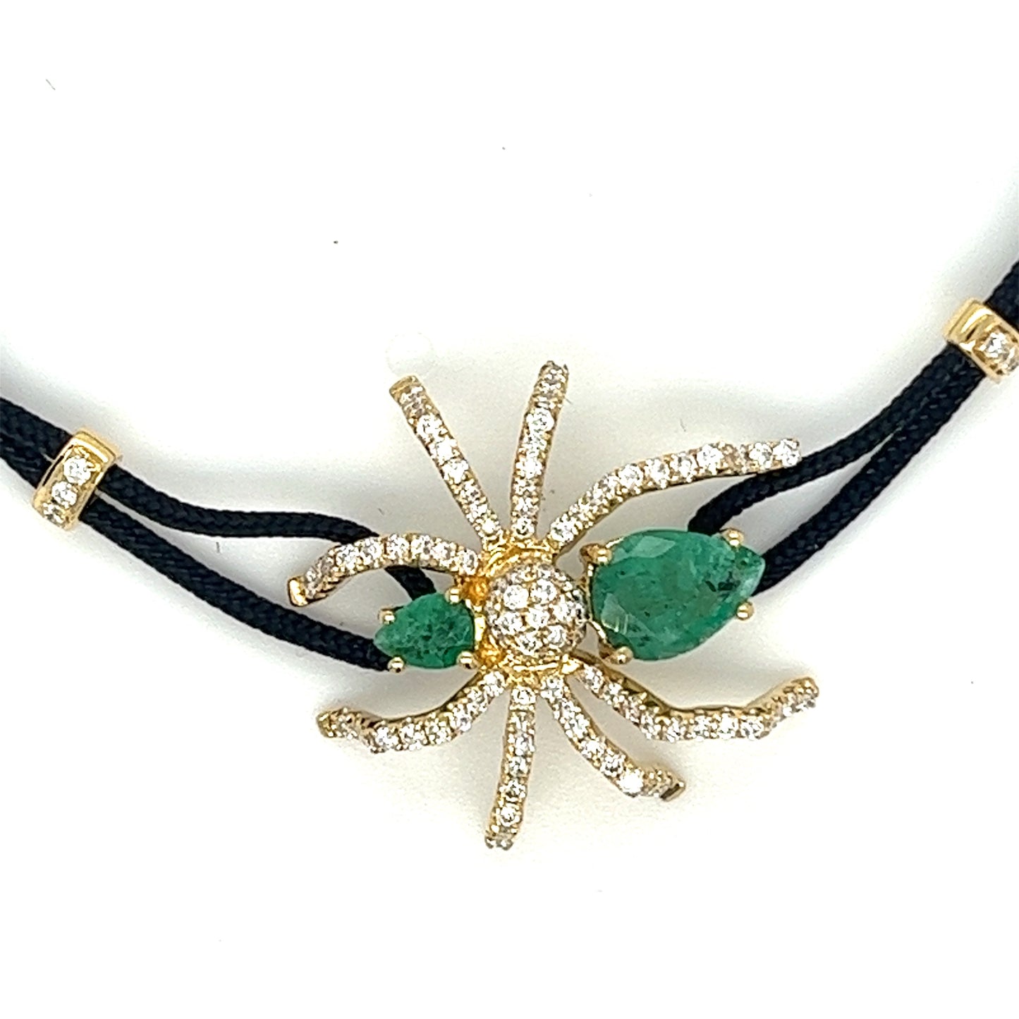 18K Yellow Gold Spider Bracelet with Emeralds and Diamonds