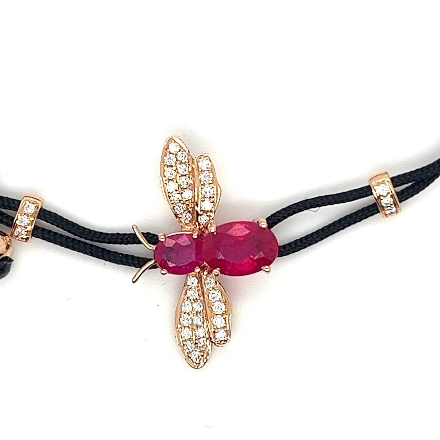 18K Rose Gold Bee Bracelet with Rubies and Diamonds