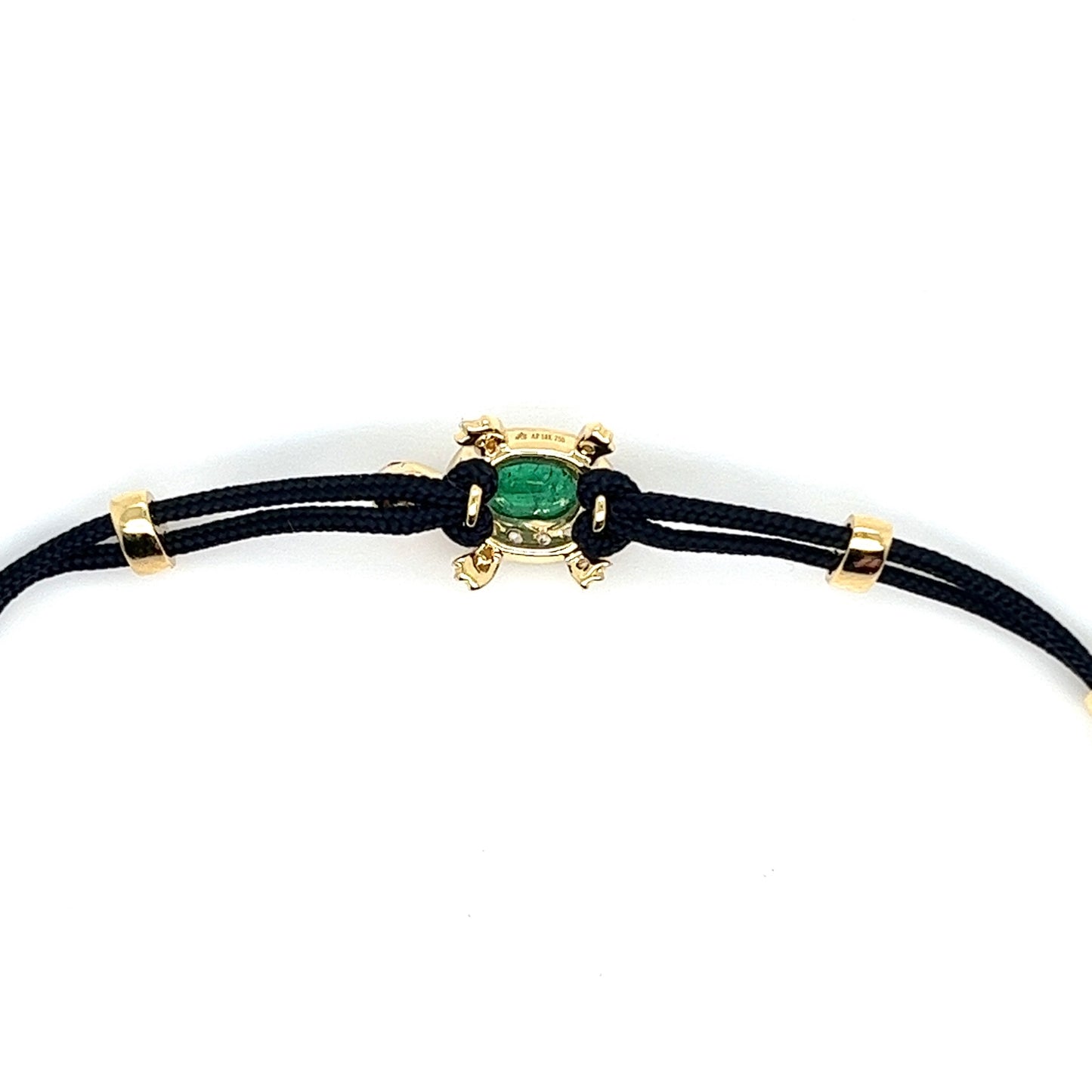 18K Yellow Gold Turtle Bracelet with Emeralds and Diamonds