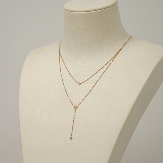 Galaxy - 18K Rose Gold Diamond Stacking Necklace