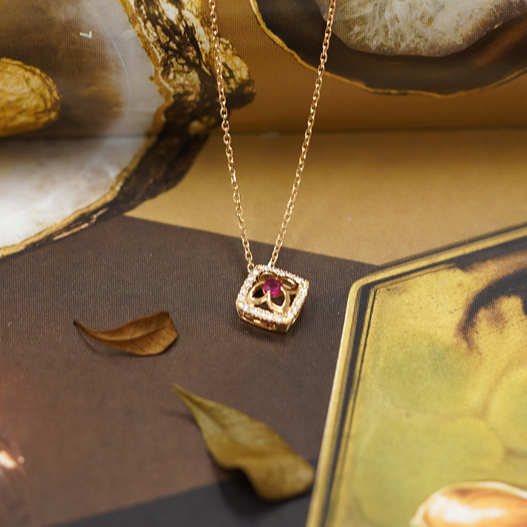 Load image into Gallery viewer, LEGACY- 18K Rose Gold Ruby and Diamond Necklace
