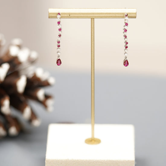 Load image into Gallery viewer, THIALH - LEGACY- 18K White Gold Ruby and Diamond Drop Earrings
