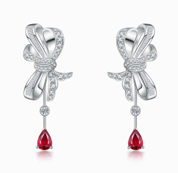 ROMAnce • LUMINAIRE - Bow Tie -18K white ruby earring