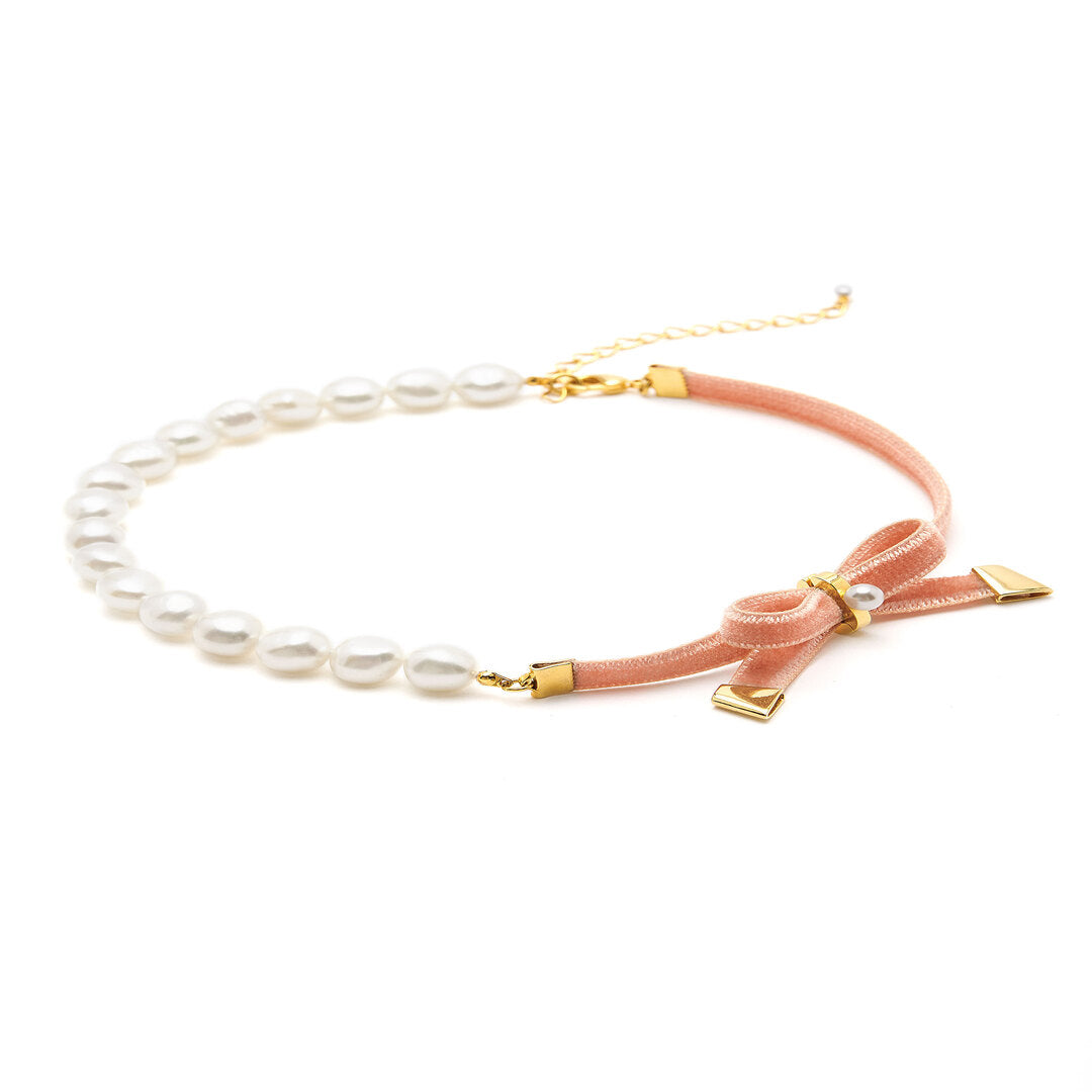 Baroque Pearl Butterfly Necklace COLOR — Pink