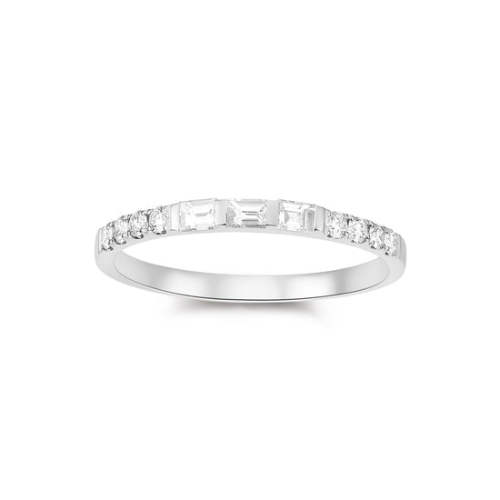 ROMAnce•LUMINAIRE光影系列 - 白金鑲長方形鑽石結婚戒指