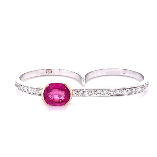 Load image into Gallery viewer, 18K Gold Ring with Diamonds and Tourmaline
