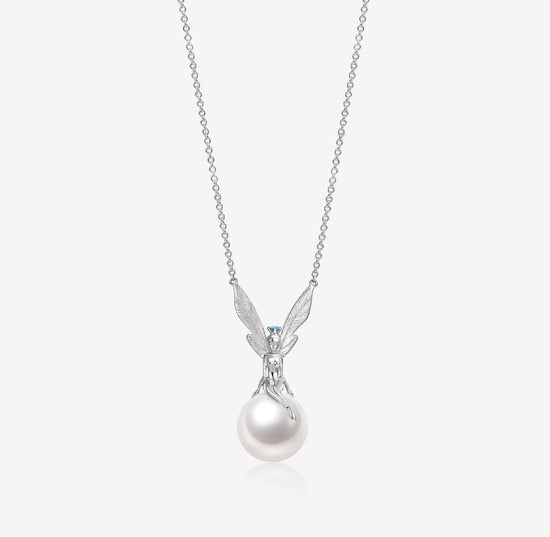 Load image into Gallery viewer, DATURA • ASTRA - 18K White Gold M size Paraiba Tourmaline and Pearl Necklace
