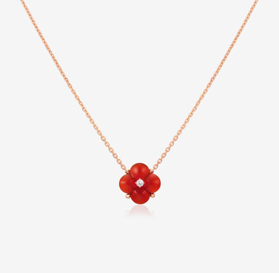 THIALH Mother's Day Set - Fontana di Trevi - Mini Carnelian and Diamond Necklace + Polar Paradise - Cubic Zirconia Polar Bear Necklace