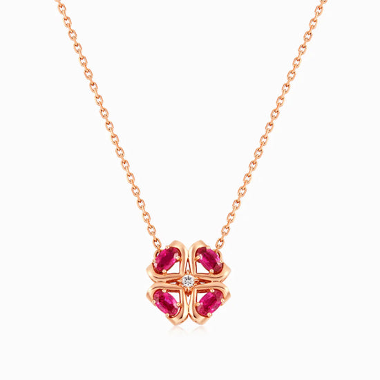 THIALH - ROMAnce • ROYAL GATEWAY - 18K Rose Gold Ruby and Diamond Necklace