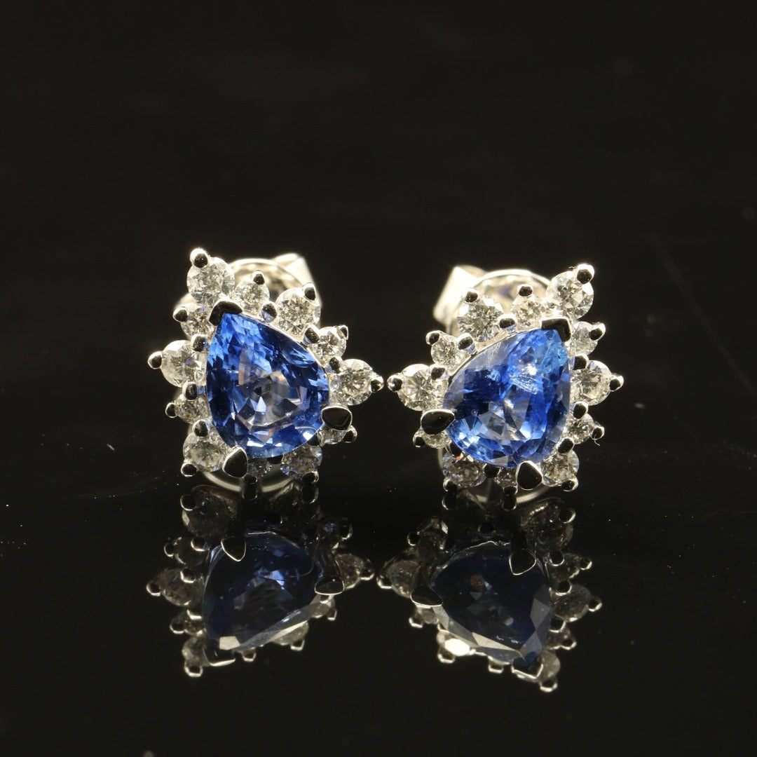 女裝18K白金寶石耳環(藍寶石)