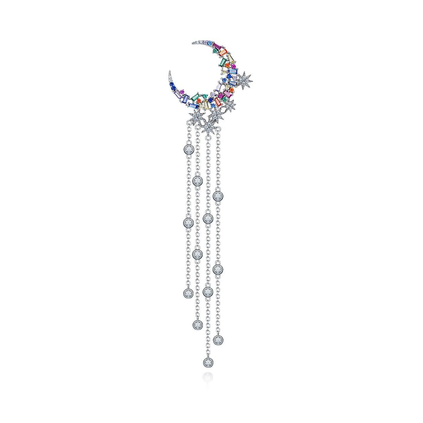 Load image into Gallery viewer, Rainbow - White Moon Earrings
