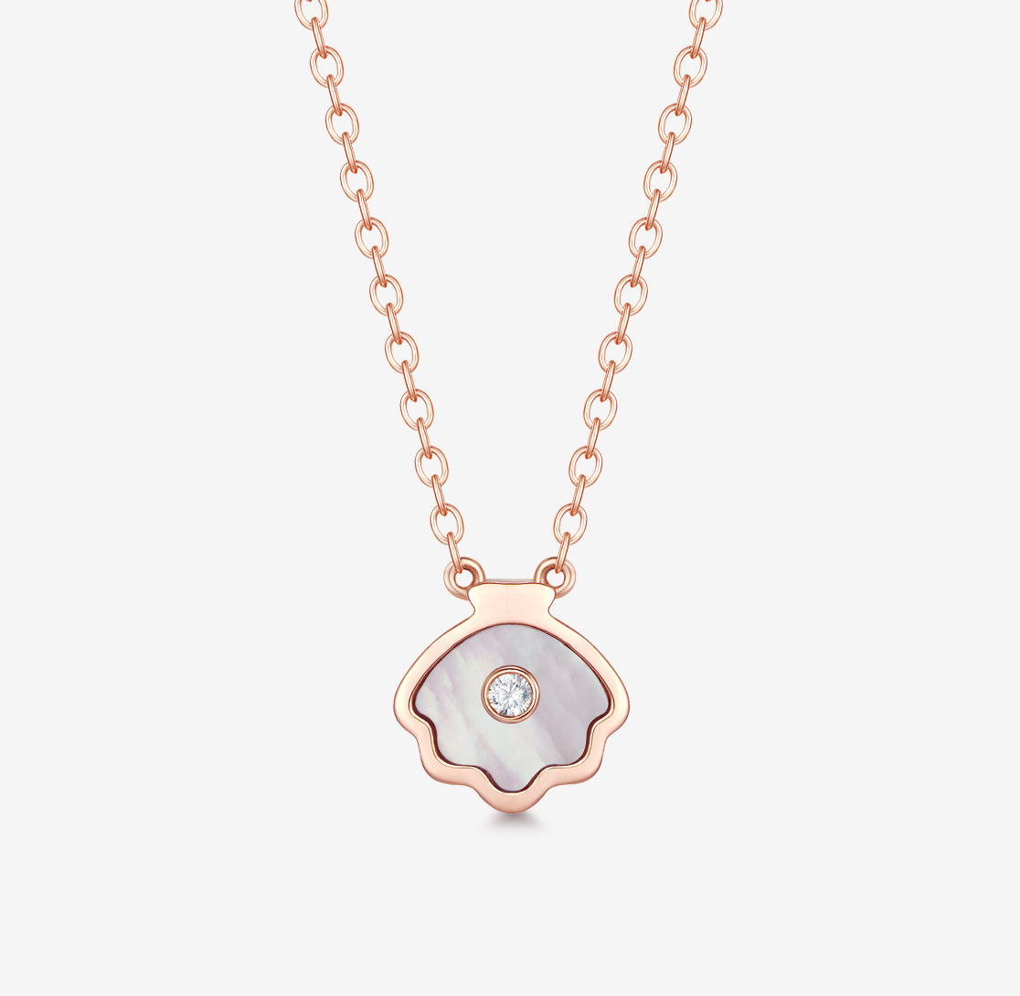 THIALH - OCEAN - 18K Rose Gold Mother of Pearl and Diamond Necklace