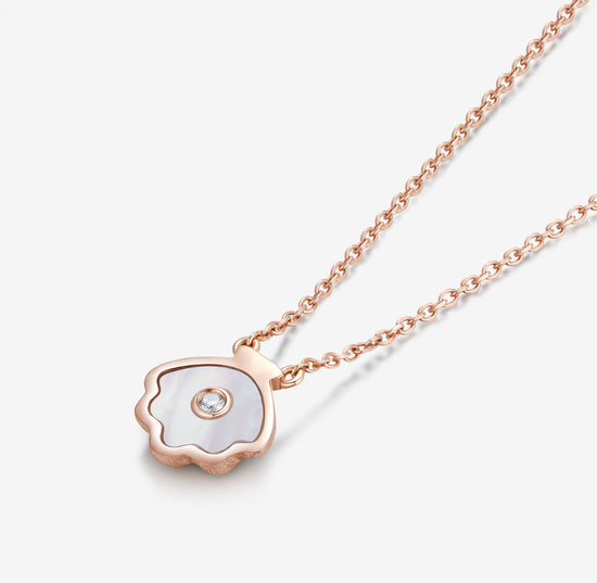 THIALH - OCEAN - 18K Rose Gold Mother of Pearl and Diamond Necklace