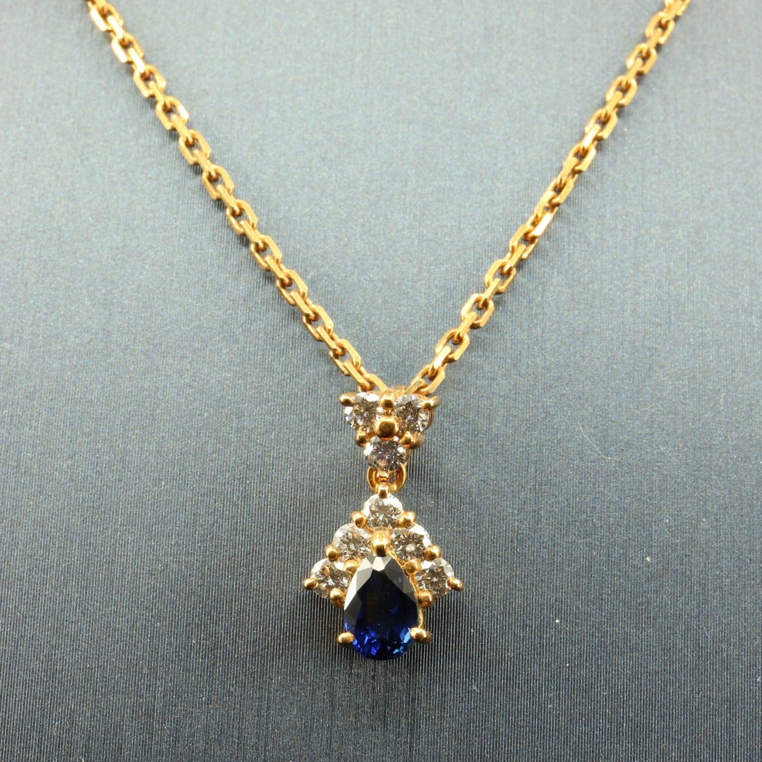女裝18K黃金寶石頸鏈(藍寶石)