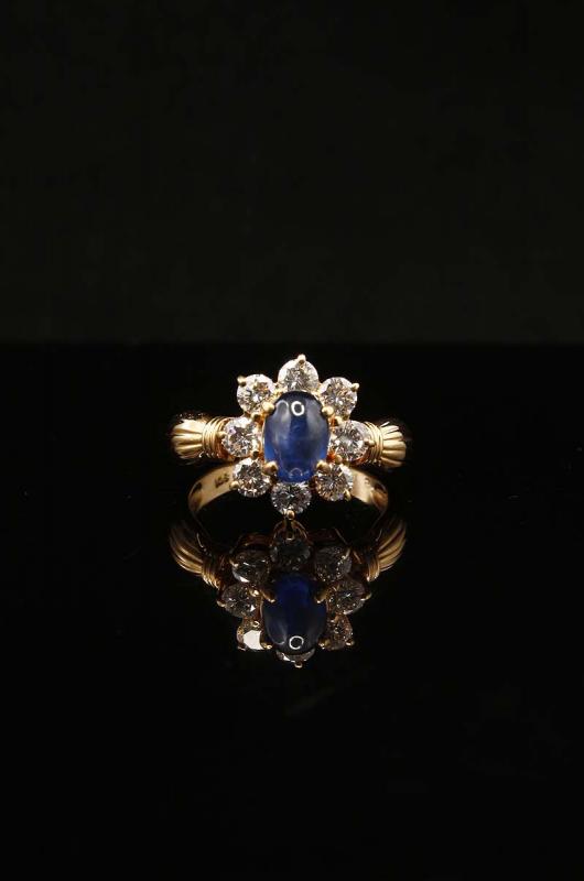 黃金寶石戒指(藍寶石)