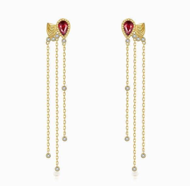 Load image into Gallery viewer, CONCERTO - Ruby and Diamond Earrings in 18K Yellow Gold
