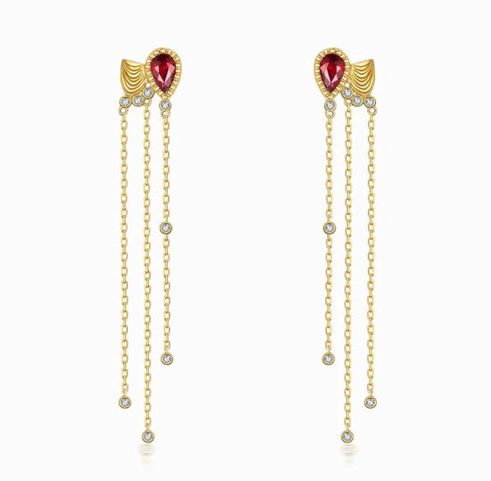 THIALH - CONCERTO - Ruby and Diamond Earrings in 18K Yellow Gold