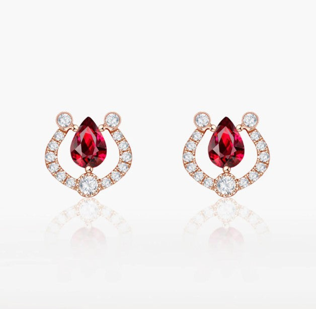THIALH - CONCERTO - 18K Rose Gold Ruby Earring