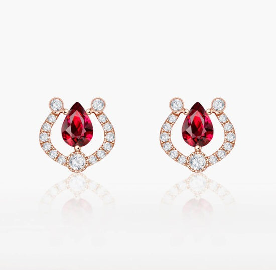 CONCERTO - 18K Rose Gold Ruby Earring