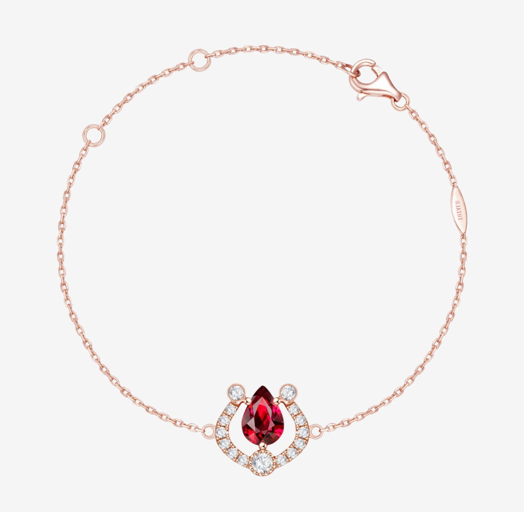 THIALH - CONCERTO - 18K Rose Gold Ruby Bracelet + Galaxy - Shiny Starring Earrings