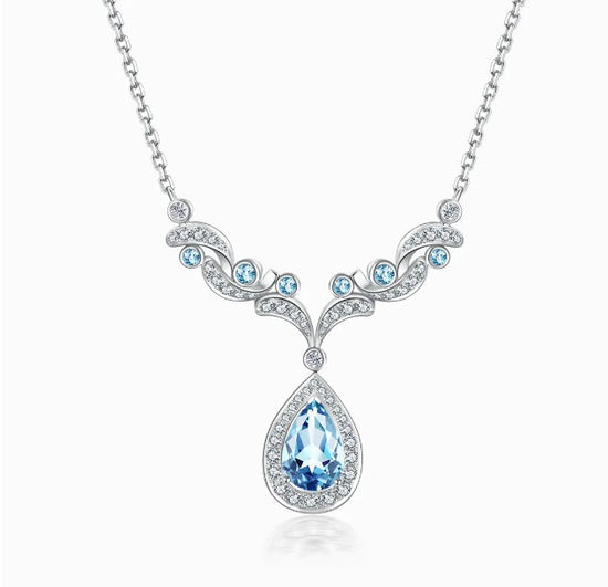 THIALH - 海洋系列 - 18K白金海藍寶鑽石項鍊