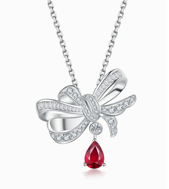 ROMAnce • LUMINAIRE - Bow Tie -18K white gold ruby necklace