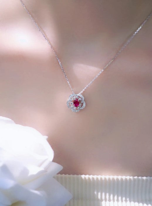 THIALH - FAUNA & FLORA - Ruby in 18K White Gold Necklace