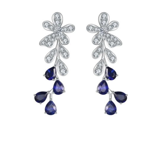 Load image into Gallery viewer, FAUNA &amp;amp; FLORA - 18K Diamond Sapphire Earrings
