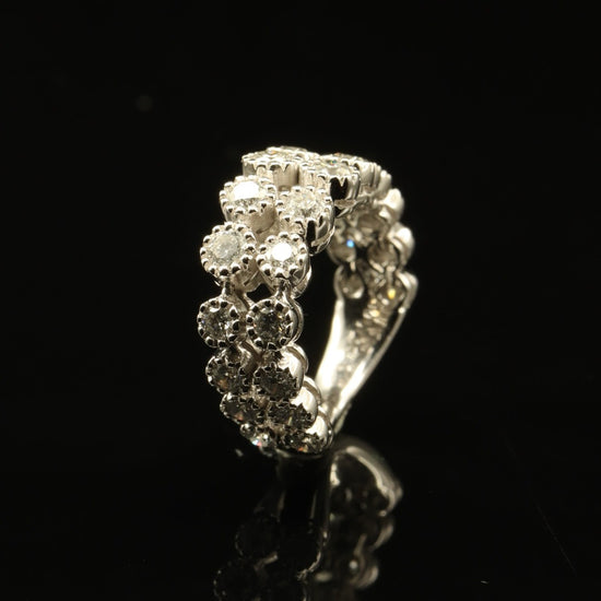 女裝(13.5號)18K白金/PT900鉑金鑽石戒指