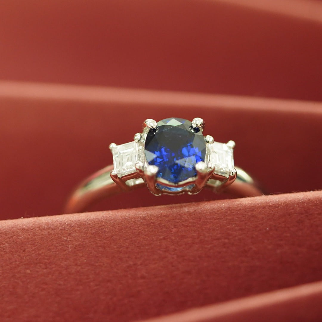INFINITY - PT900 White Platinum Blue Sapphire and Diamond Ring