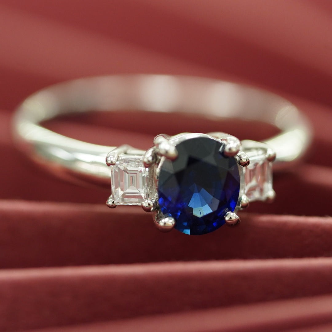 INFINITY - PT900 White Platinum Blue Sapphire and Diamond Ring