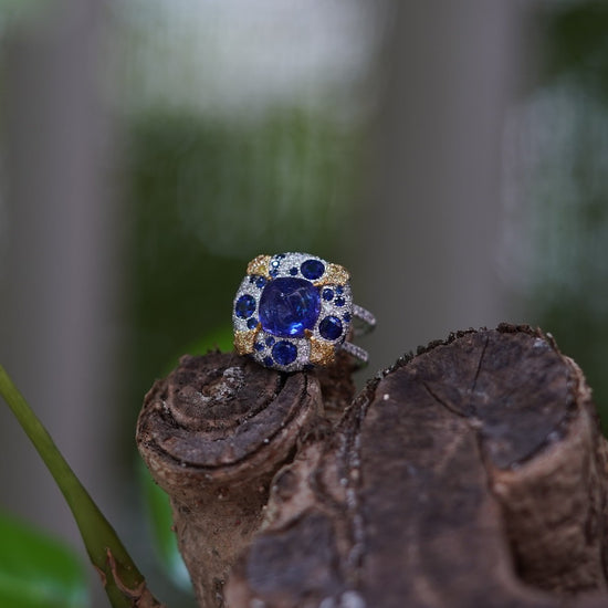 INFINITY - 18K白金藍色坦桑石藍寶石鑽石戒指