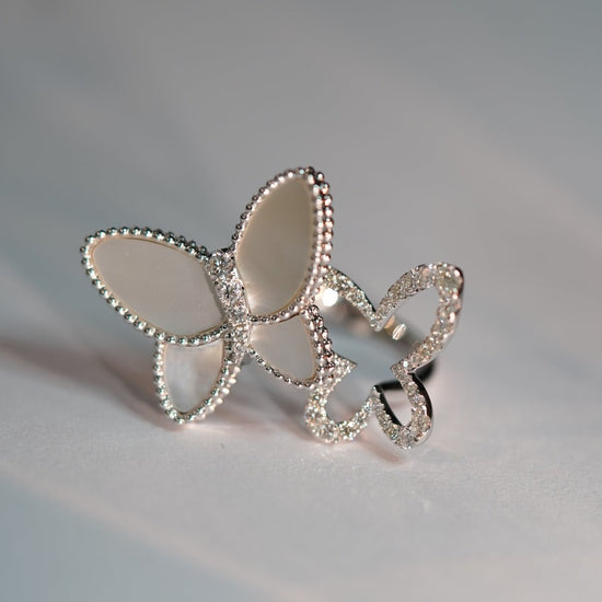 FINITE - 18K White Gold Diamond Butterfly Ring