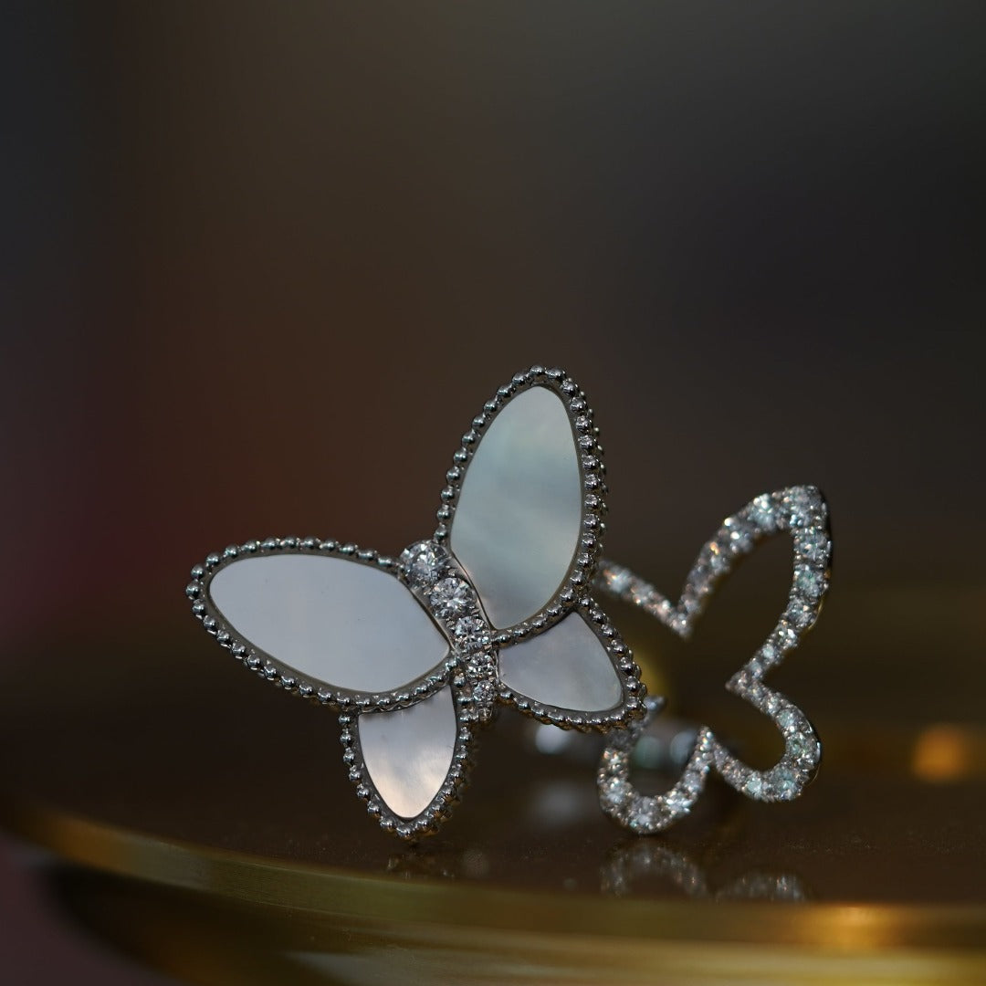 FINITE - 18K White Gold Diamond Butterfly Ring