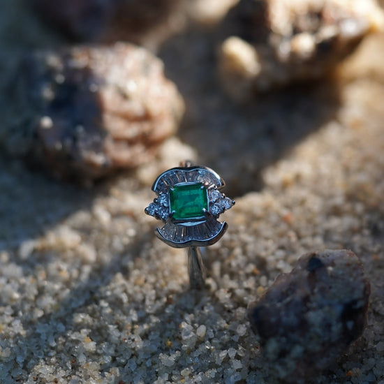 INFINITY - PT900 White Platinum Emerald and Diamond Ring