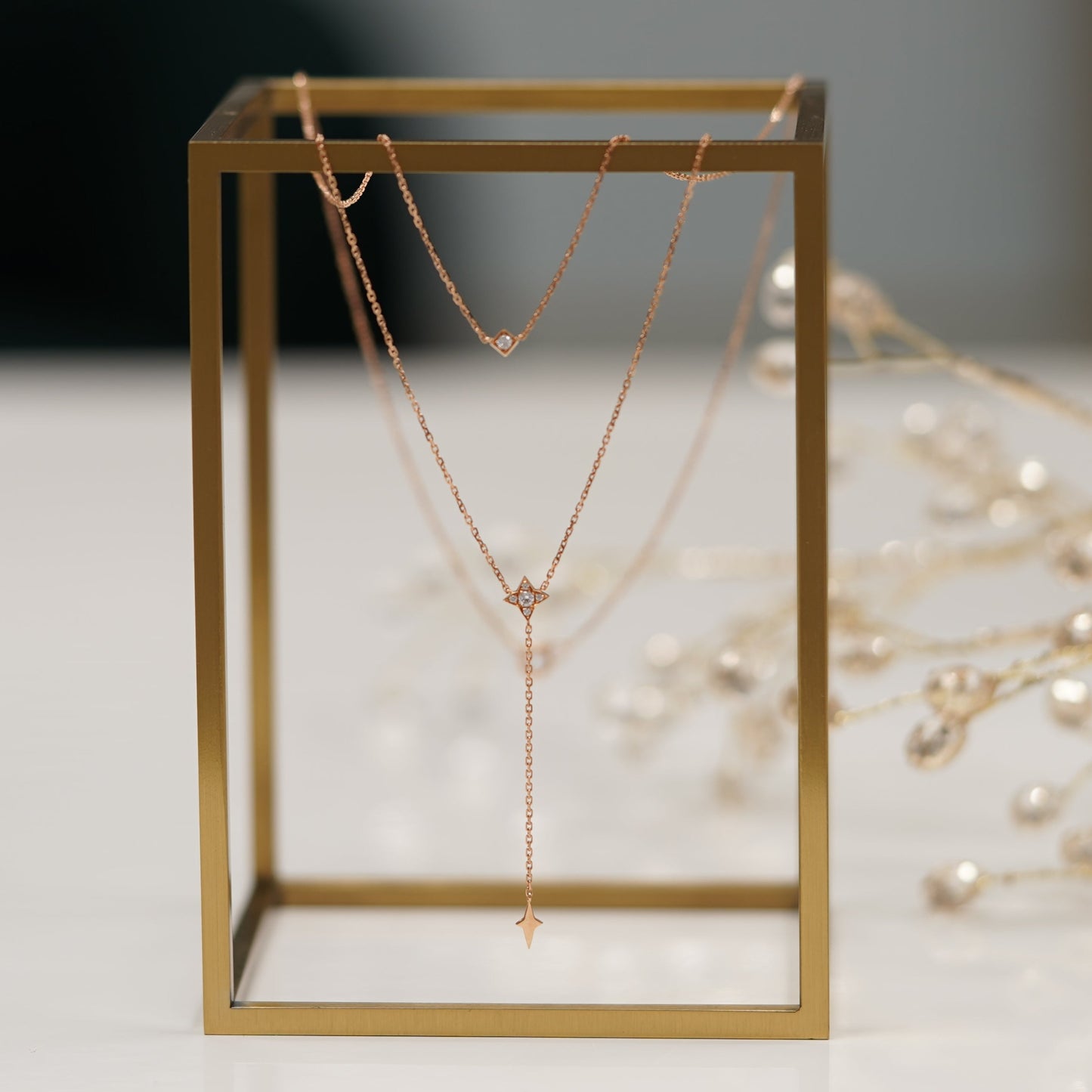 Load image into Gallery viewer, Galaxy - 18K Rose Gold Diamond Stacking Necklace
