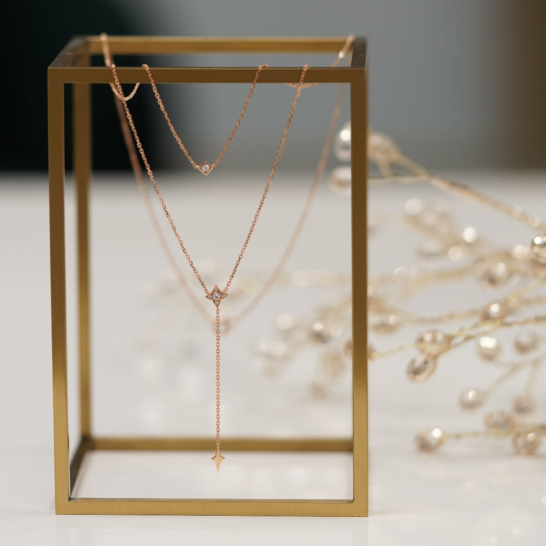 Load image into Gallery viewer, Galaxy - 18K Rose Gold Diamond Stacking Necklace
