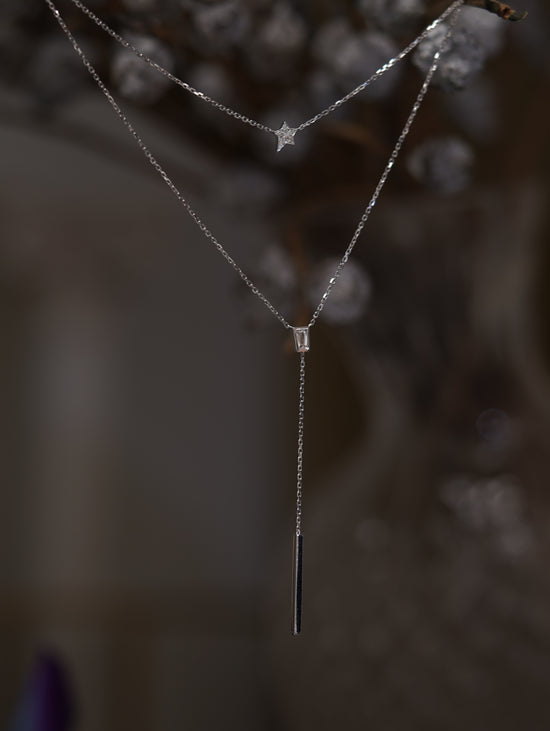 Load image into Gallery viewer, Galaxy - 18K White Gold White Sapphire and Diamond Stacking Necklace
