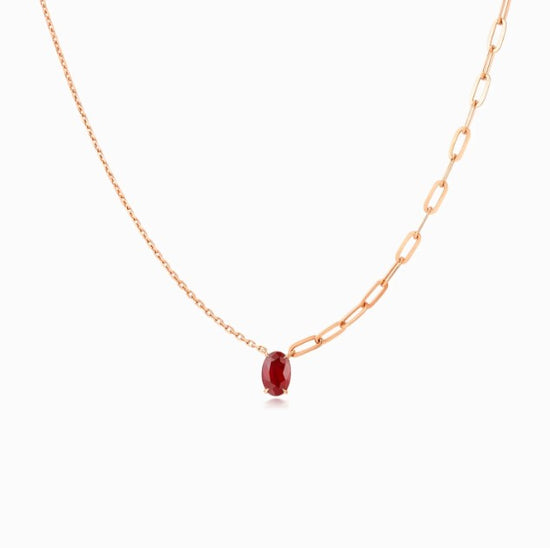 THIALH - LEGACY- 18K Rose Gold Dimond Ruby Necklace
