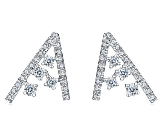 THIALH - LEGACY- 18K White Gold and Diamonds Alphabet「A」Earrings