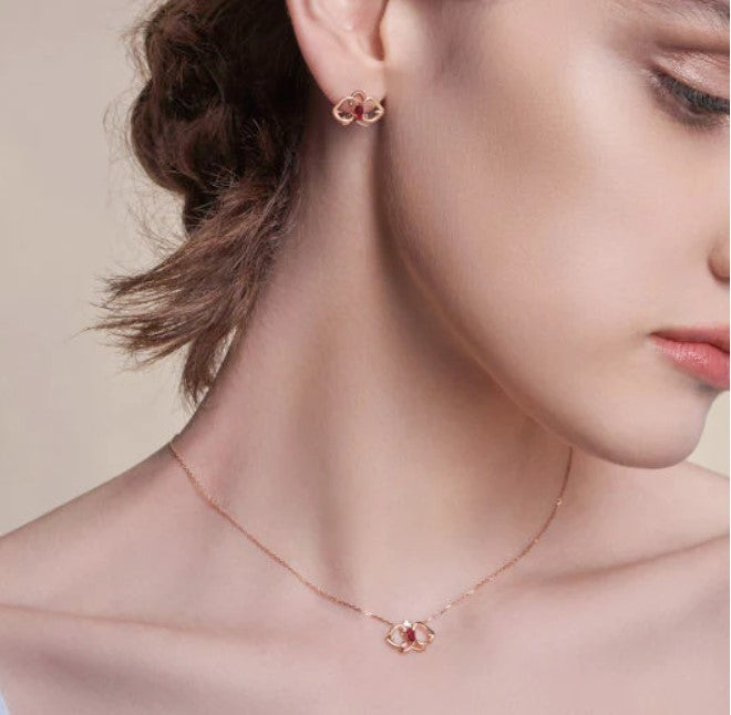 THIALH - FAUNA & FLORA - Ruby in 18K Rose Gold Earrings
