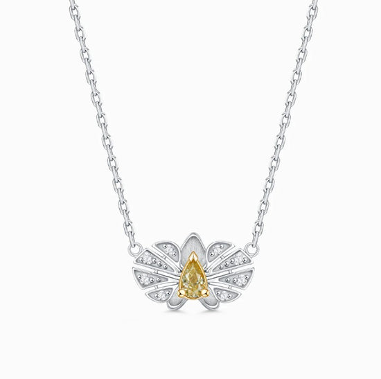 THIALH - FAUNA & FLORA - Yellow Diamond and White Diamond in 18K White Gold & Yellow Gold Necklace