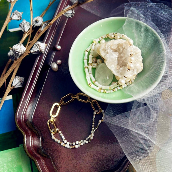 Jade Vine Pearl and jade moonlight bracelet