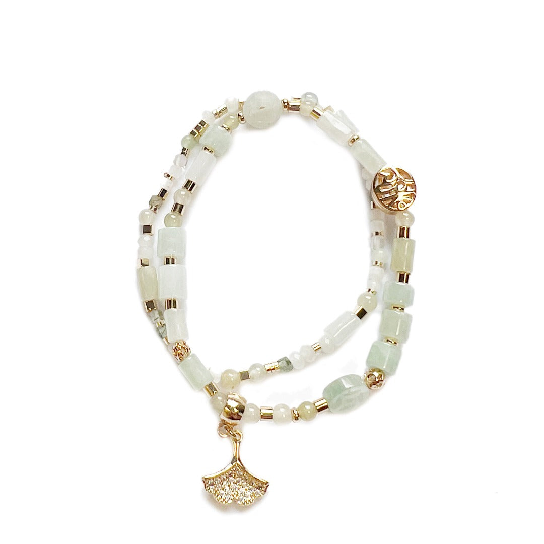 Jade Vine Pearl and natural stone beads choker necklace (cherry blossom)