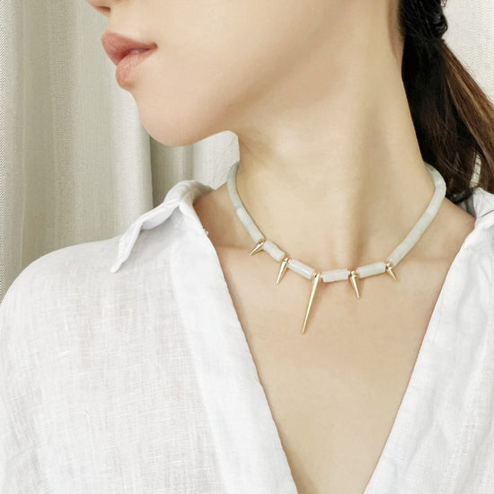 Jade Vine Jadeite choker necklace with spikes
